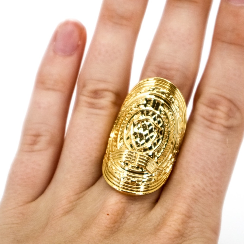 Balmain x H&M" embossed‎ cocktail ring approx size 6
